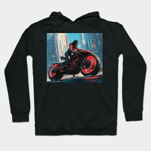 Biker Girl Cyberpunk LA Pursuit Hoodie